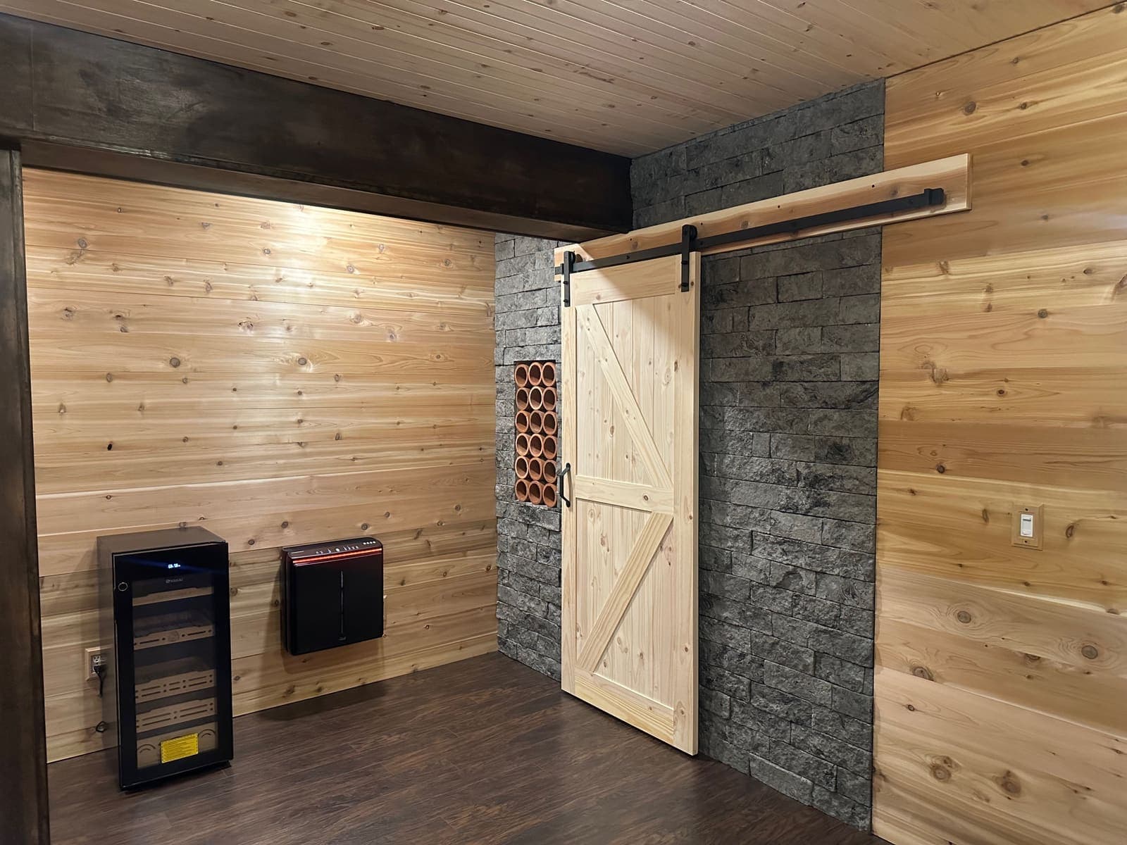 after photo of the Custom basement bar and lounge